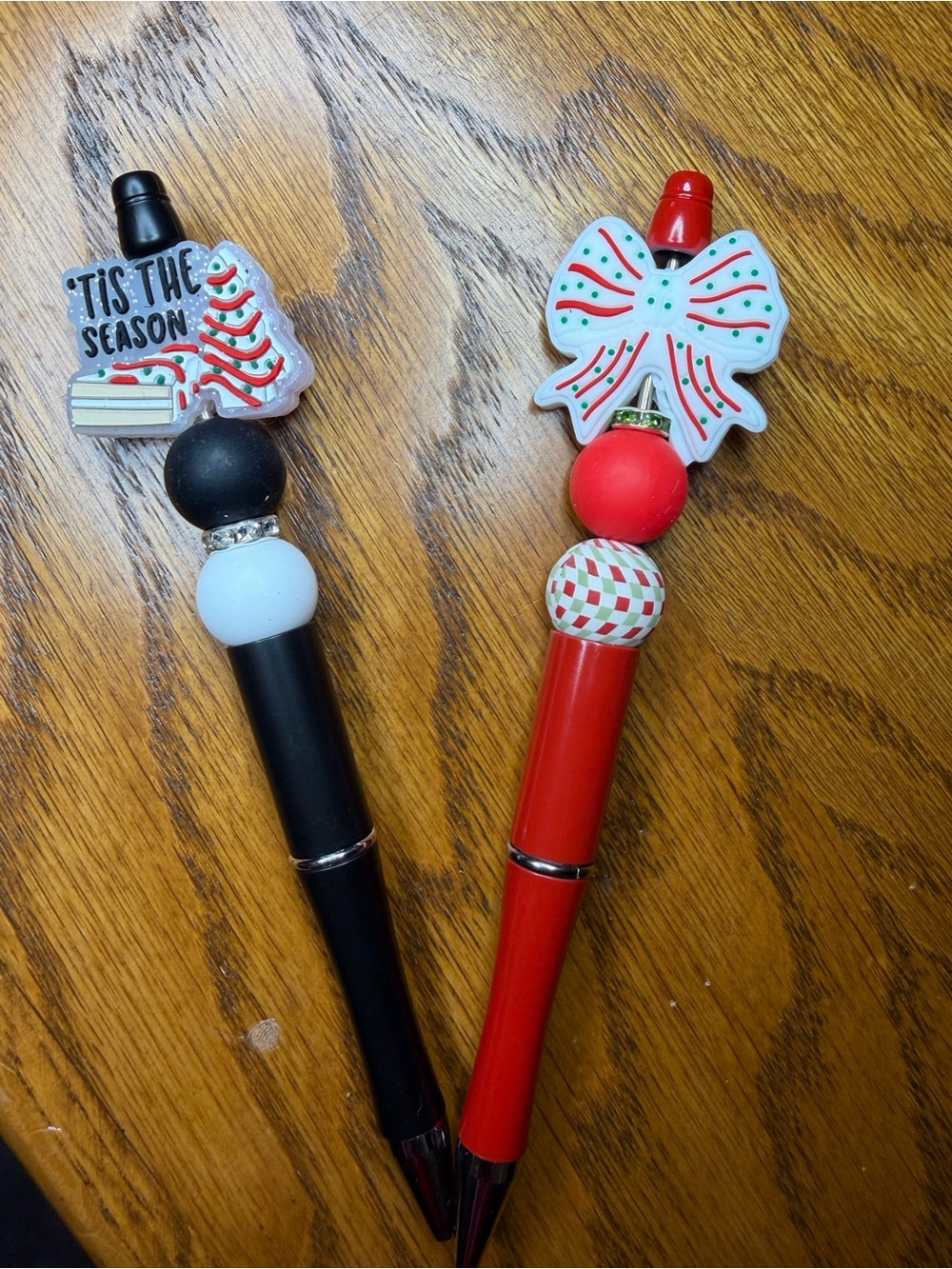 Holiday Bow and 'Tis The Season Decorative Kids Pen Set - Red & Black